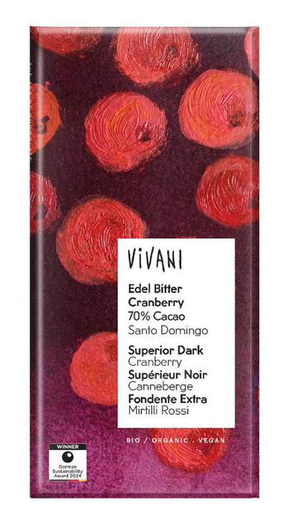 Produktfoto zu Schokolade Edel Bitter Cranberry 70 %