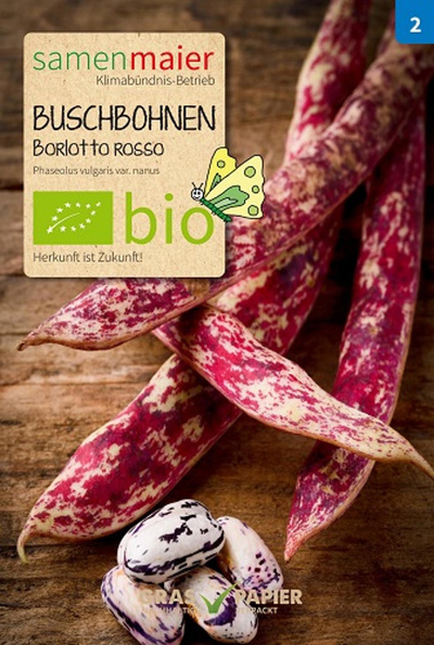 Produktfoto zu Saatgut Buschbohnen Borlotto Rosso