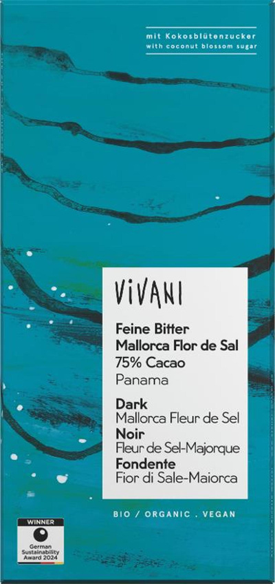 Produktfoto zu Schokolade Feine Bitter Mallorca Flor de Sal