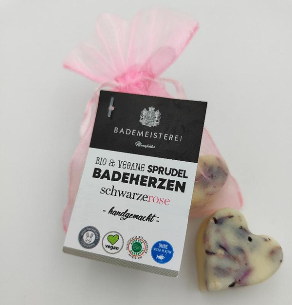 Produktfoto zu Sprudel Badeherzen schwarze Rose