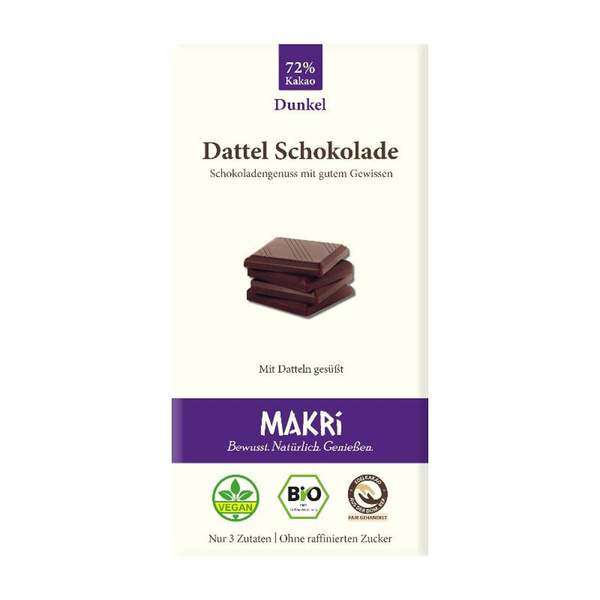 Produktfoto zu Dattel Schokolade Dunkel 72%