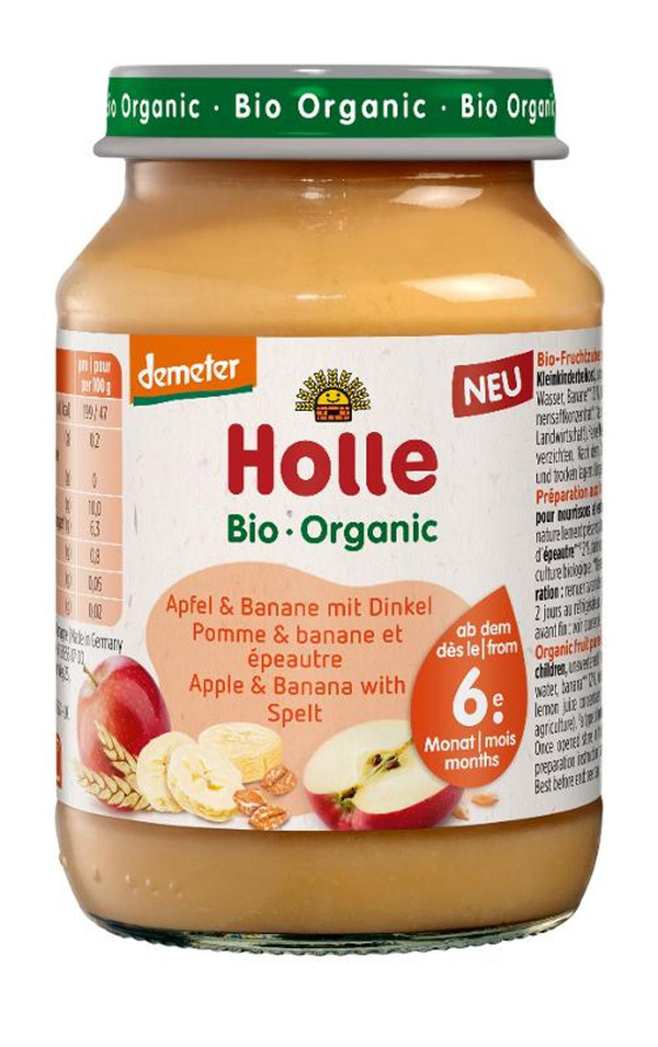 Produktfoto zu Babygläschen Apfel- Banane mit Dinkel