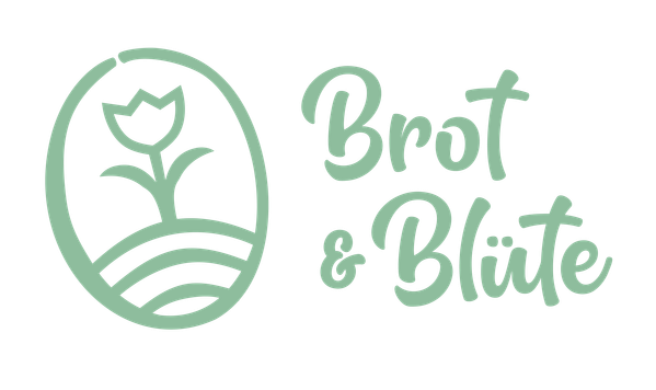 KI generiert: Ein Logo mit einer Blume und Text: "Brot & Blüte".