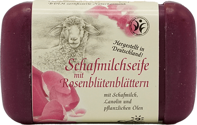 Produktfoto zu Schafmilchseife mit Rosenblütenblättern