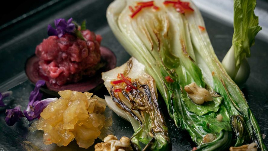 Rezeptbild für Pak Choi gebraten mit Kartoffelstampf und Apfelchutney