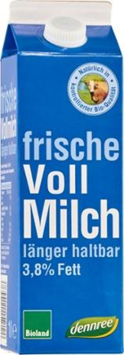 Produktfoto zu Vollmilch 3,8 %, 8 x 1 l