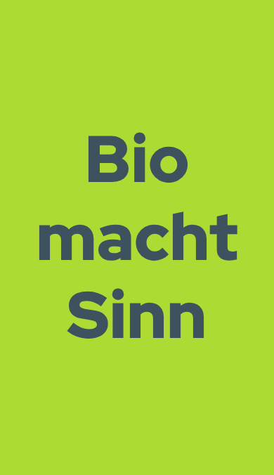 KI generiert: Grüner Hintergrund mit dem Text: "Bio macht Sinn".
