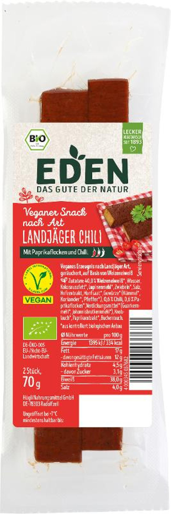 Produktfoto zu Vegetarische Landjäger mit Chili