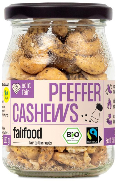 Produktfoto zu Faire Cashews mit Pfeffer geröstet