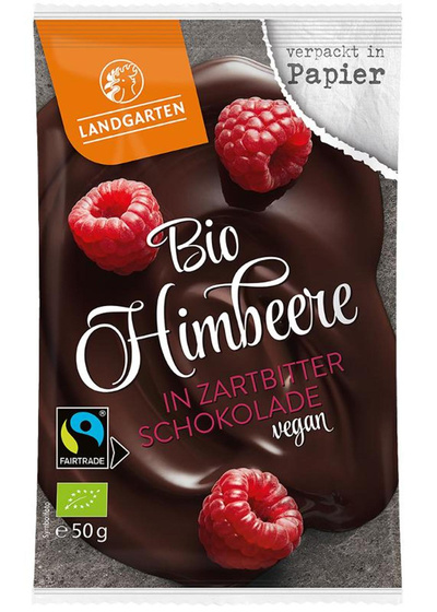 Produktfoto zu Himbeeren in Zartbitter-Schokolade