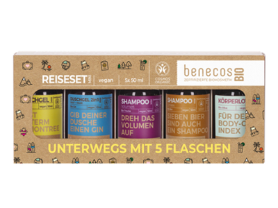 Produktfoto zu Mini Reiseset Unterwegs mit 5 Flaschen benecos