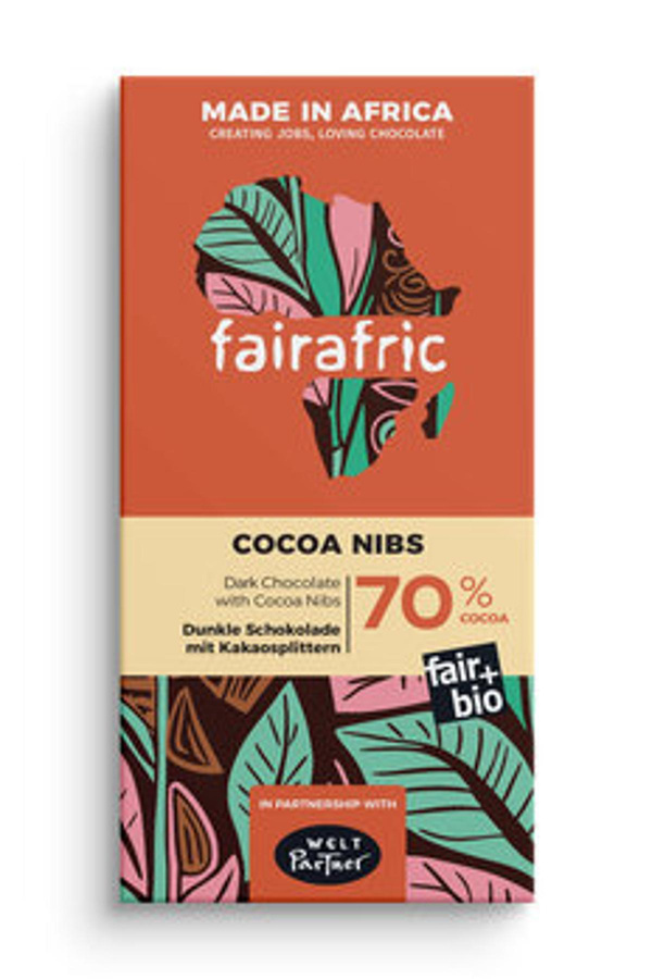 Produktfoto zu Zartbitterschokolade 70% mit Kakaosplitter