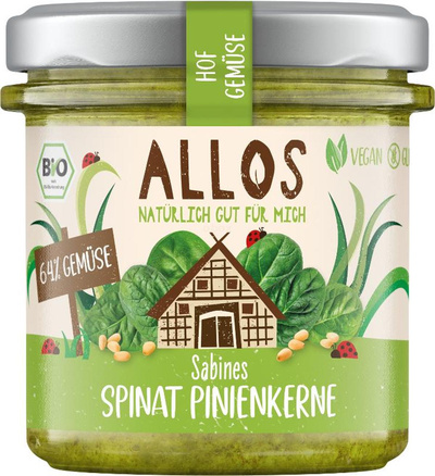 Produktfoto zu Aufstrich Hofgemüse Spinat Pinienkerne