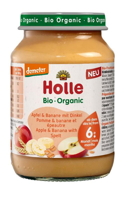 Produktfoto zu Babygläschen Apfel- Banane mit Dinkel