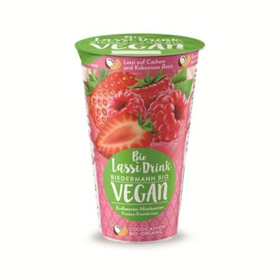 Produktfoto zu Lassi Erdbeer Himbeer Vegan