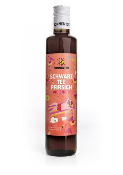 Produktfoto zu Schwarztee-Pfirsich Sirup 0,5 l