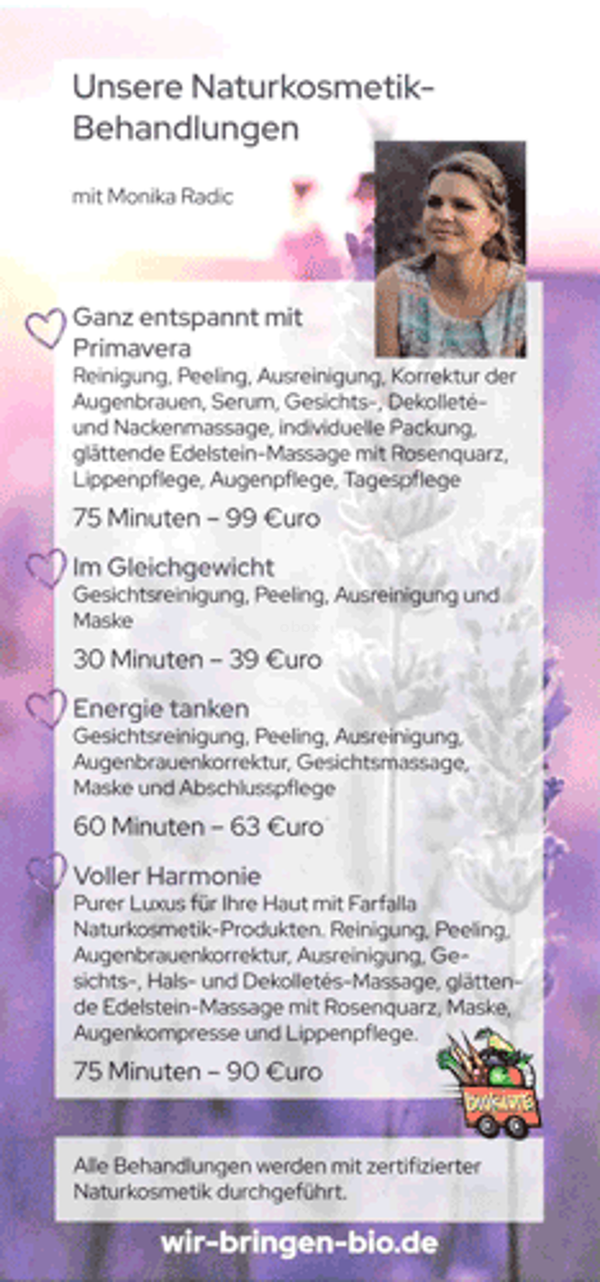 Produktfoto zu Flyer: Naturkosmetik Behandlung