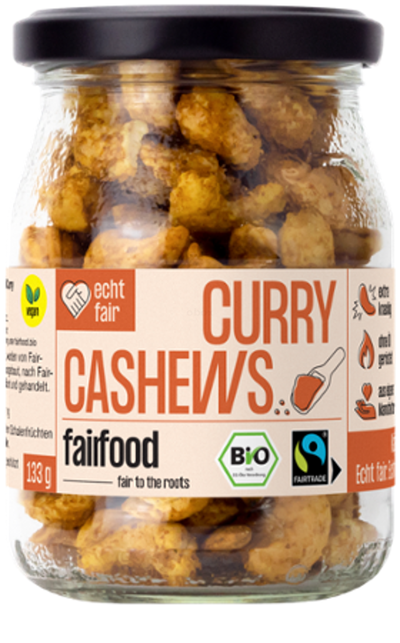Produktfoto zu Faire Cashews mit Curry geröstet