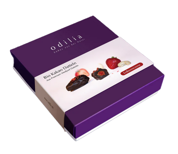 Produktfoto zu Kakao Datteln mit Erdbeerecreme