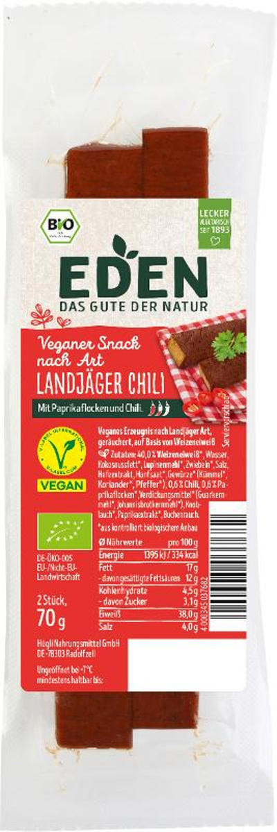 Produktfoto zu vegetarische Landjäger mit Chili