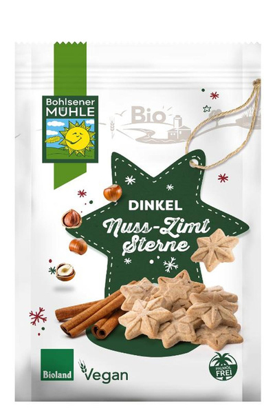 Produktfoto zu Dinkel Nuss Zimt Sterne vegan