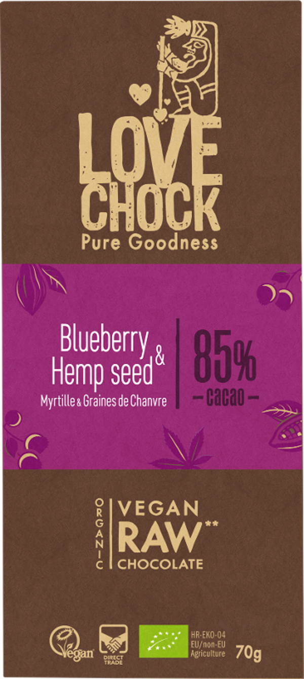 Produktfoto zu Raw Chocolate Blaubeere & Hanfsaat