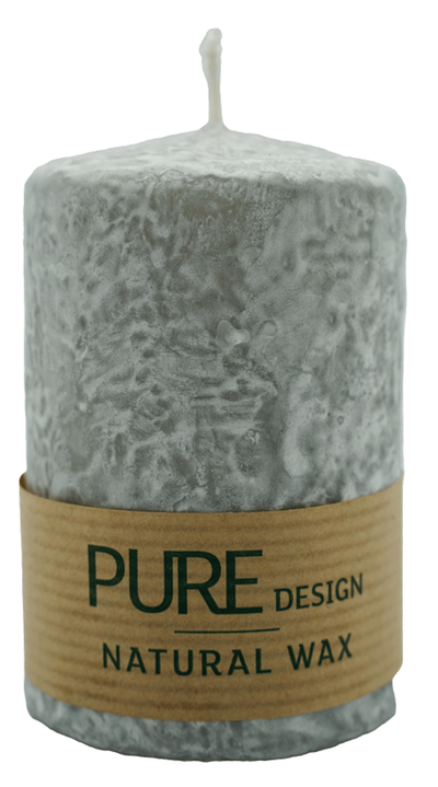 Produktfoto zu Stumpenkerze silbergrau marmoriert