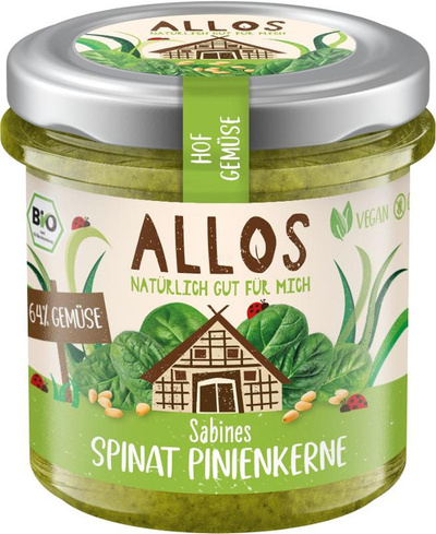 Produktfoto zu Aufstrich Hofgemüse Spinat Pinienkerne