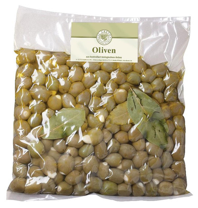 Produktfoto zu Grüne Oliven mit Knoblauch