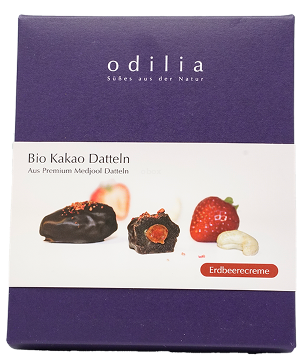 Produktfoto zu Kakao Datteln mit Erdbeerecreme