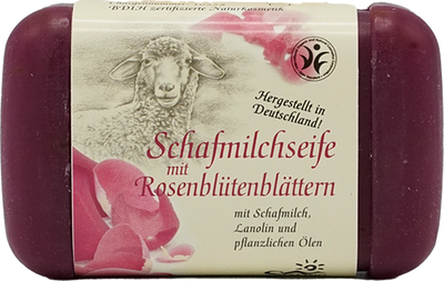 Produktfoto zu Schafmilchseife mit Rosenblütenblättern