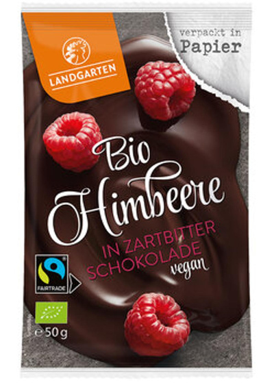 Produktfoto zu Himbeeren in Zartbitter-Schokolade