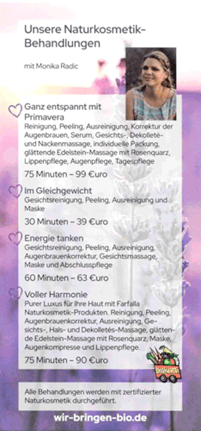 Produktfoto zu Flyer: Naturkosmetik Behandlung