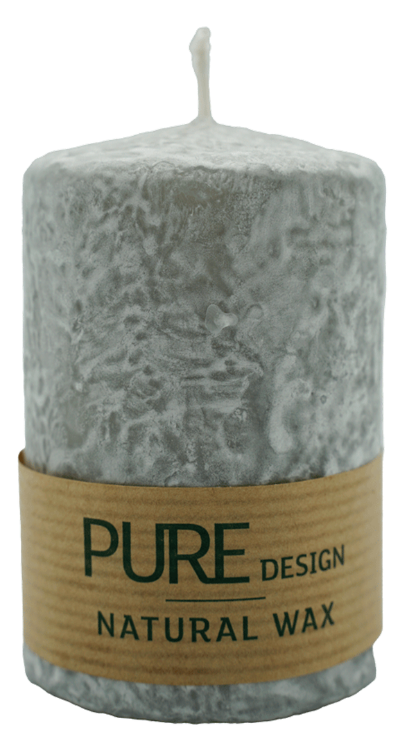 Produktfoto zu Stumpenkerze silbergrau marmoriert