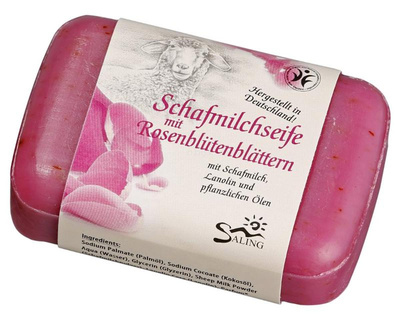 Produktfoto zu Schafmilchseife mit Rosenblütenblättern